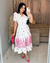 Vestido Laise Offwhite com Pink- Fabricado em 20 dias úteis
