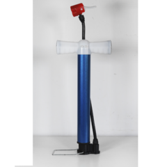INFLADOR DE PIE CORTO ALIMINIO DOBLE VALVULA (AZUL)
