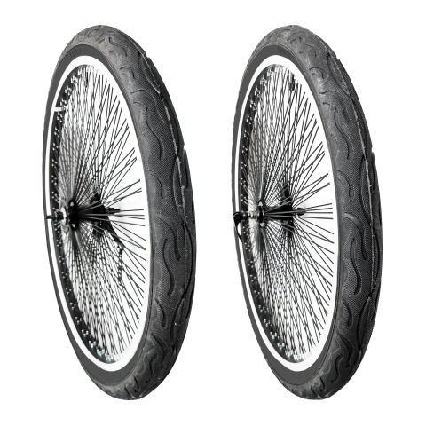 PAR RUEDAS DEL+TRA R26 CONTRAPEDAL 144R C/CAMARA C/CUBIERTA NEGRA