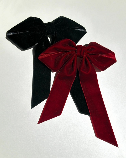 Laço Luna Veludo - Preto | Bordô | Vermelho | Vermelho com glitter