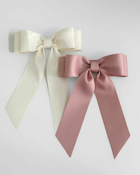 Laço Carla Fita de Seda/ Algodão | rosa | off white