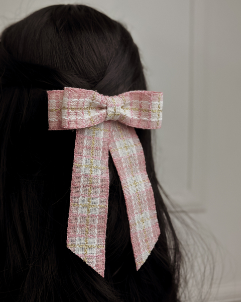 Laço Raquel tweed com pontas - Rosa