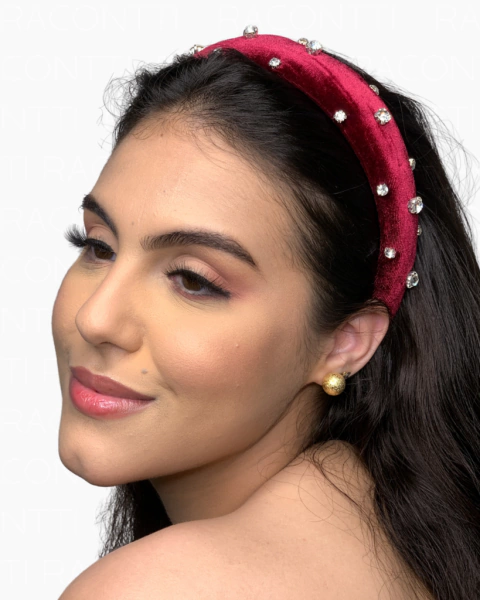 Tiara Ana com Cristais - Bordô