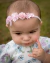 Faixa de meia de seda com flores e laço infantil Ágata | Branca, Rosa - RACONTTI