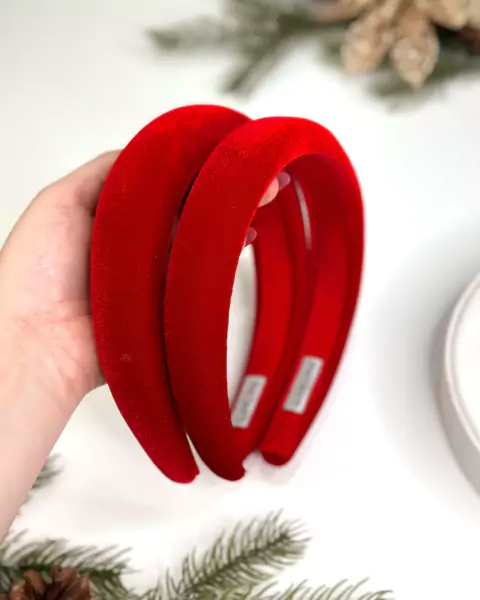 Tiara Dai Acolchoada de Veludo - Vermelha