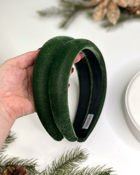 Tiara Dai Acolchoada de Veludo - Verde musgo