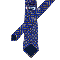 Gravata Tradicional Azul e Amarela Estampada - Like Tie Gravataria | Gravatas e Acessórios Masculinos de Alto Padrão