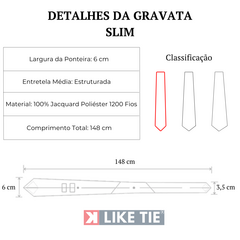 Gravata Slim Azul Escuro Estampada Cashimir - loja online