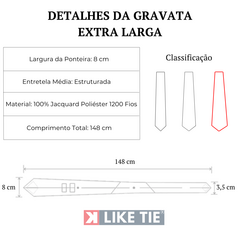 Gravata Extra Larga Azul Escuro Floral - loja online