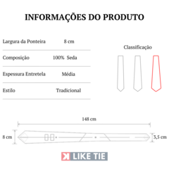 Gravata Extra Larga Vermelha Estampada Seda - loja online