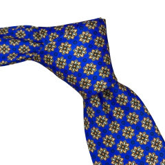 Gravata Tradicional Azul e Amarela Estampada - comprar online