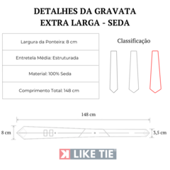 Gravata Extra Larga Azul Seda - loja online