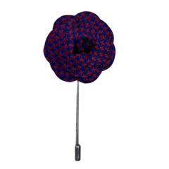 Broche Para Lapela Floral Vermelha e Azul