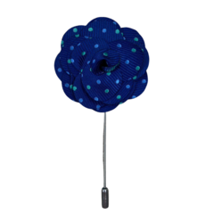 Broche Para Lapela Floral Azul com Detalhe Verde