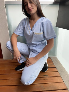 AMBO CELINE ARCIEL celeste y beige (con detalles de fabricación) - comprar online