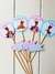 Mini toppers Banderitas calados x 12 u. Cuadrillé Rosa-Verde agua