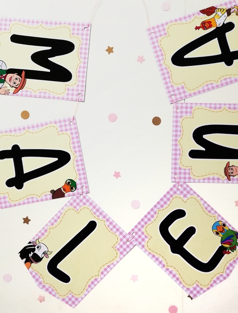 Banderín nombre impreso Granja de Zenón -HASTA 8 LETRAS-