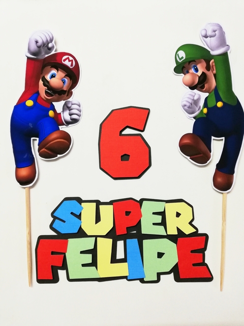 Decoración pastel de cumpleaños temática Super Mario 