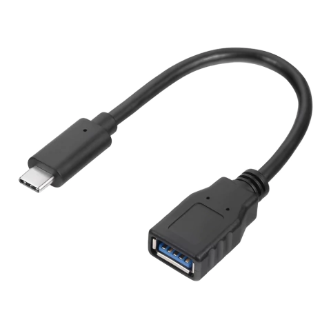 Cable adaptador corto USB-C a USB 3.0 de alta velocidad color negro