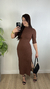 Vestido Maxi Midi Canelado Premium Marrom na internet