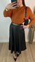 Saia Maxi Midi Evasê Couro Eco Preta - Katrin Jessica