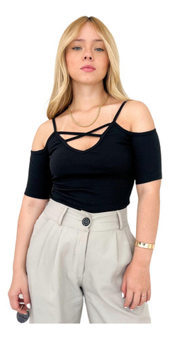 Blusa Ombros Vazados Trançada No Decote