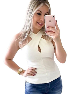 Regata Transpassada Feminina Moda Canelado - Delavê
