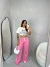 Calça Feminina Casual Retas Com Listras de Cintura Alta - loja online
