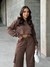 Conjunto Moletom Calça Flare Cargo e Cropped Manga Longa Com Touca na internet
