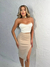 Conjunto Feminino Elegante Cropped Tomara Que Caia + Saia Midi Com Fenda - Ilha do Charme - Sua Loja de Roupas e Moda Feminina