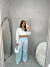 Calça Feminina Casual Retas Com Listras de Cintura Alta na internet