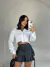 Saia Curta Feminina de Couro Rodada - comprar online