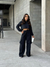 Imagem do Conjunto Moletom Calça Flare Cargo e Cropped Manga Longa Com Touca