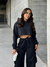 Conjunto Moletom Calça Flare Cargo e Cropped Manga Longa Com Touca
