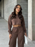 Conjunto Moletom Calça Flare Cargo e Cropped Manga Longa Com Touca - comprar online