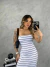 Vestido Midi Longo Tomara que Caia Listrado Tecido Anarruga Sem Bojo na internet