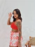Conjunto de Cropped de Tricot e Short Saia Amarração com Estampa de Corais