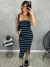 Vestido Midi Longo Tomara que Caia Listrado Tecido Anarruga Sem Bojo - loja online