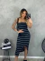 Imagem do Vestido Midi Longo Tomara que Caia Listrado Tecido Anarruga Sem Bojo