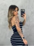 Vestido Midi Longo Tomara que Caia Listrado Tecido Anarruga Sem Bojo