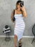 Vestido Midi Longo Tomara que Caia Listrado Tecido Anarruga Sem Bojo - comprar online