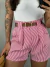 Shorts Listrado Alfaiataria com cinto - comprar online