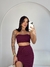 Imagem do Conjunto Feminino Elegante Cropped Tomara Que Caia Nuvem + Saia Midi Com Fenda