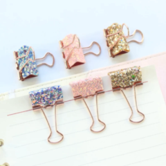 Binder Clips Rose Gold com Glitter - comprar online