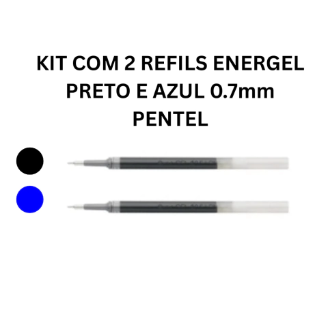 Kit c/ 2 Refils Azul e Preto Caneta Energel Pentel 0,7mm - comprar online