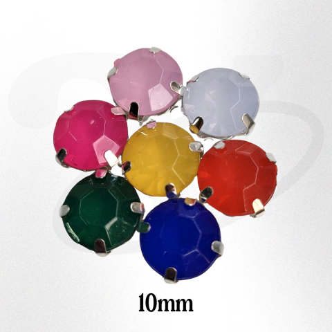 Gemas redondas opacas con base 10mm x 25 unidades