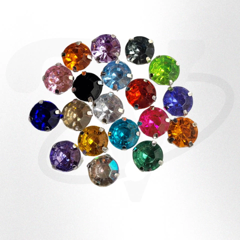 Gemas redondas brillosas con base 10mm x 25 u. Calidad para soldar y pegar