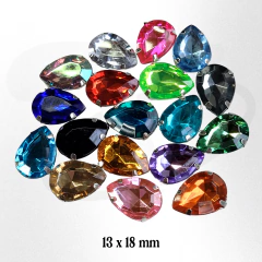 Gemas gota brillosas con base 13mmx18mm x 25 unidades - comprar online