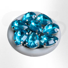 Gemas gota brillosas con base 13mmx18mm x 25 unidades - tienda online