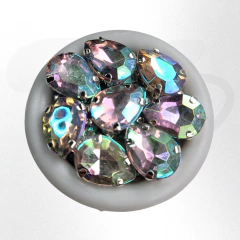 Gemas gota brillosas con base 10mmx14mm x 25 u. Calidad para soldar y pegar en internet